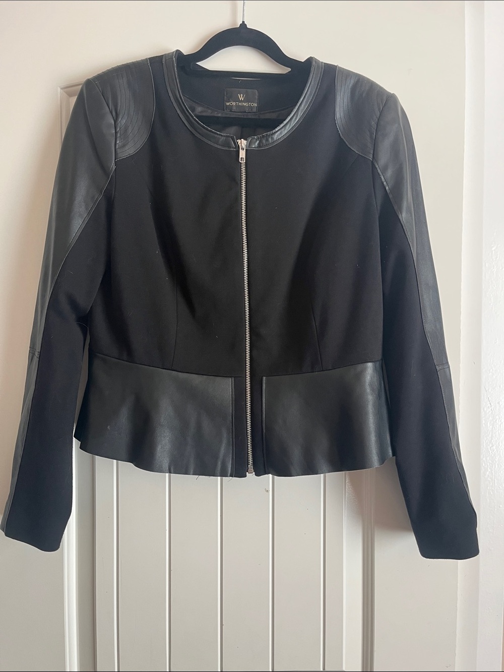 Black Mixed-Media Zip Jacket
